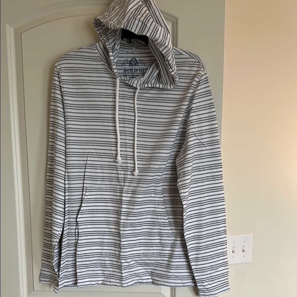 American Rag Gray Striped Hoodie